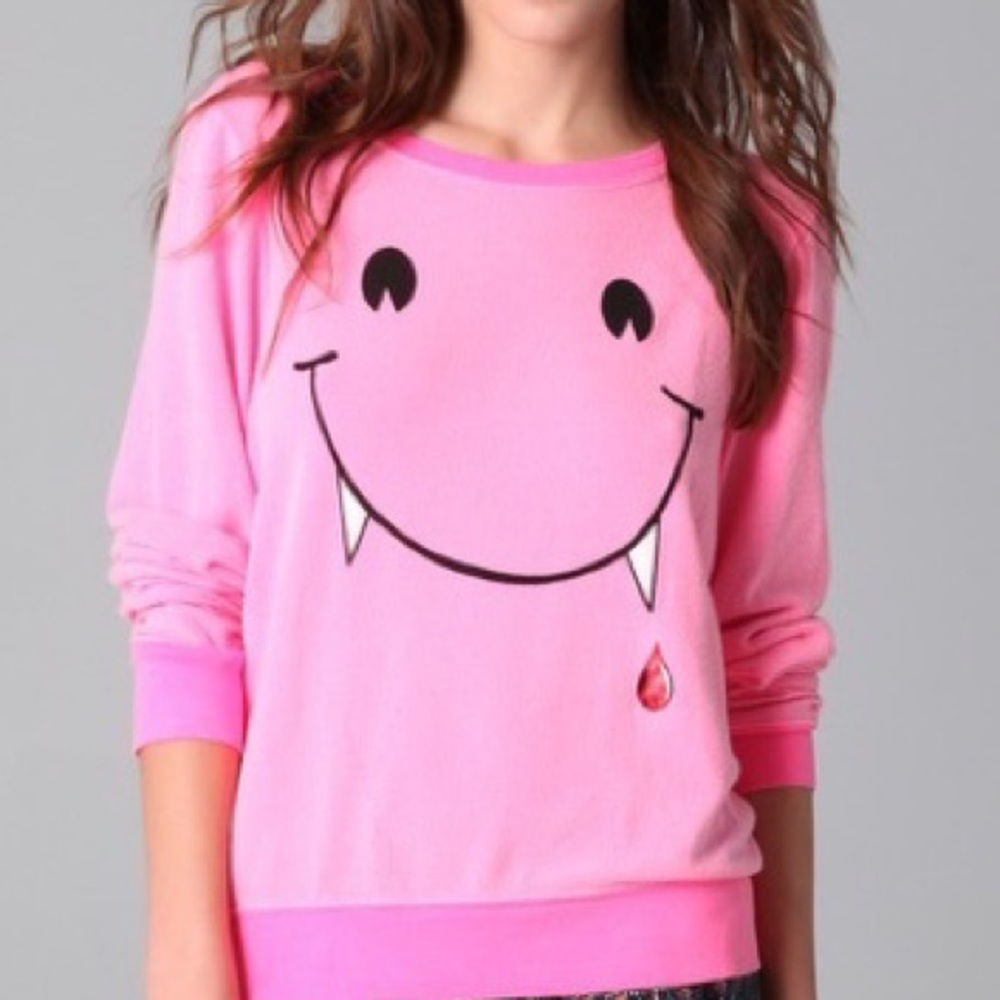 Wildfox Vampire Love Pink Sweatshirt Size Small